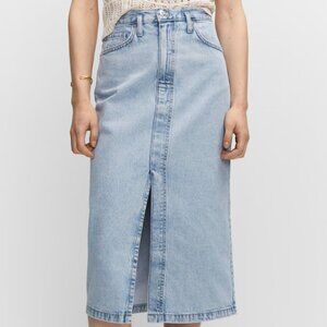 Denim midi-skirt
